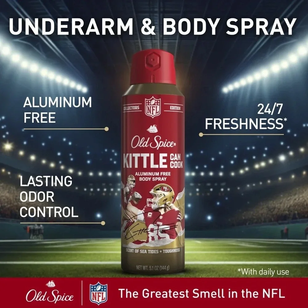 Old Spice NFL George Kittle Collectors Ed Aluminum Free Body Spray 5.1 oz (2 Pk)